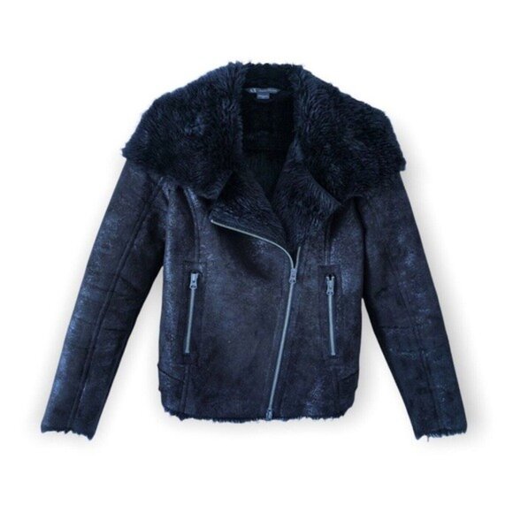 Armani Exchange Jackets & Blazers - Like New Armani Exchange Fur Lined Moto Jacket Coat Small
